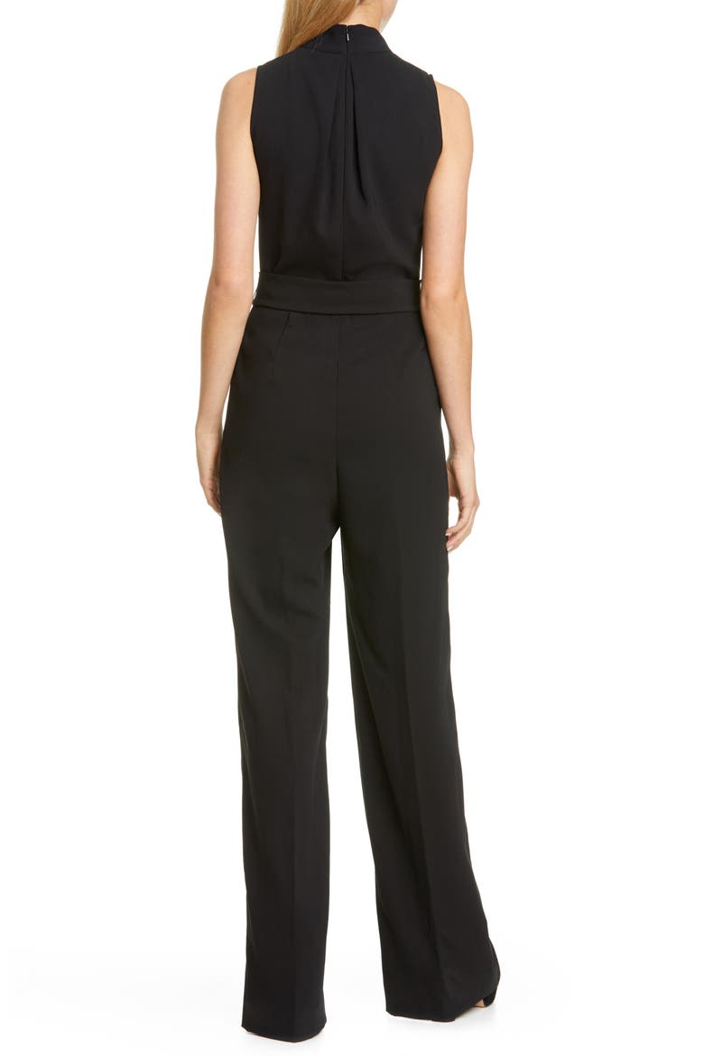Belted Wide Leg Jumpsuit, Alternate, color, BLACK