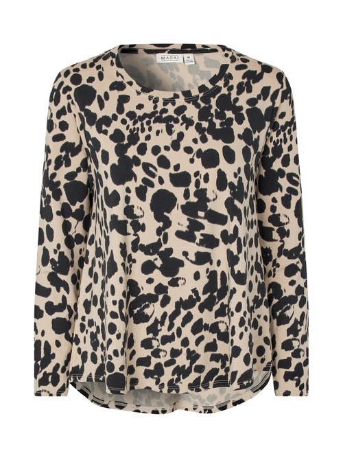 Masai Copenhagen Badisna Long Sleeve Animal Print Blouse In Brown