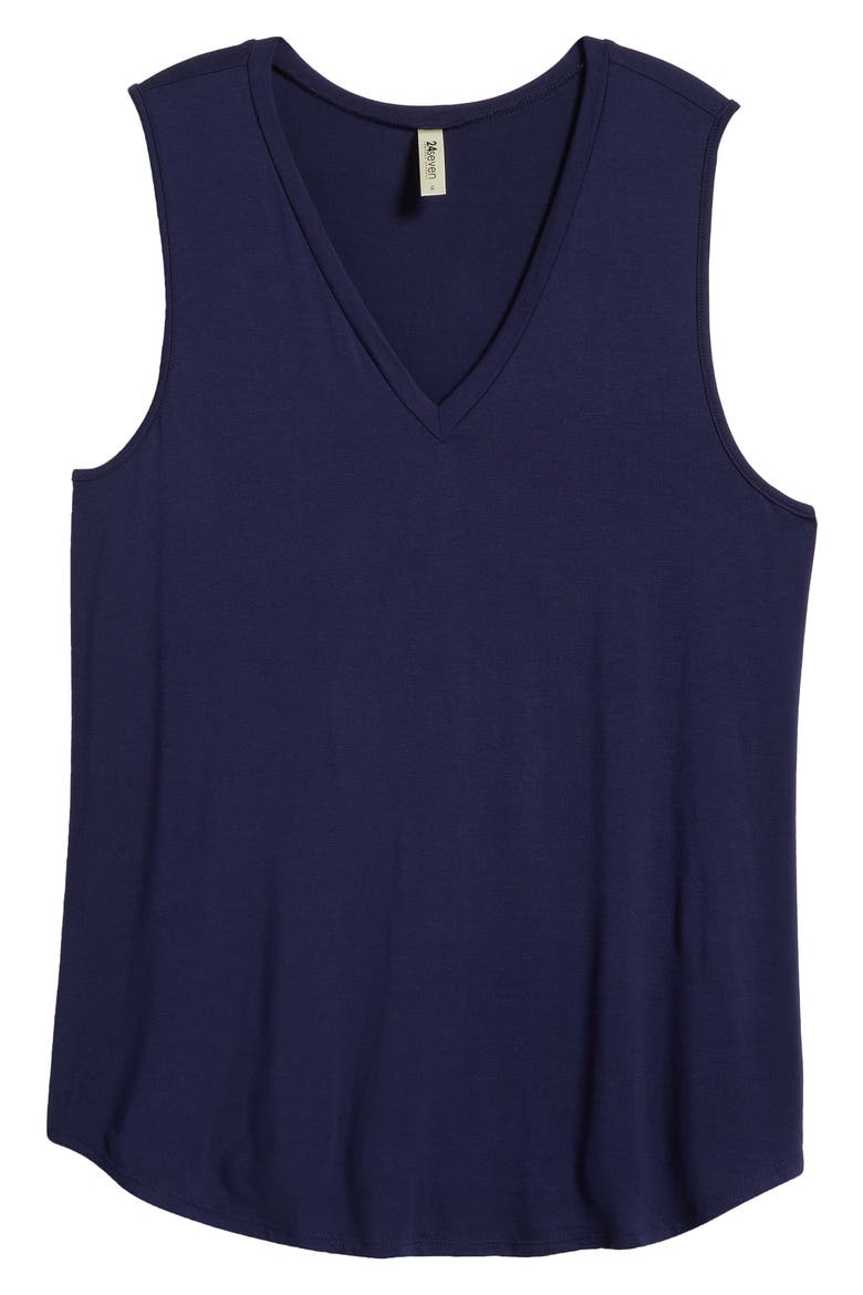 V-Neck Jersey Tank, Alternate, color, NAVY
