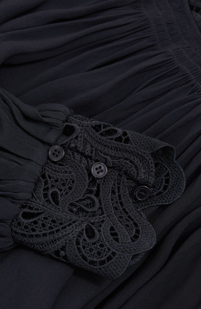 Reiss Czara Lace Accent Smocked Yoke Top, Alternate, color, Navy