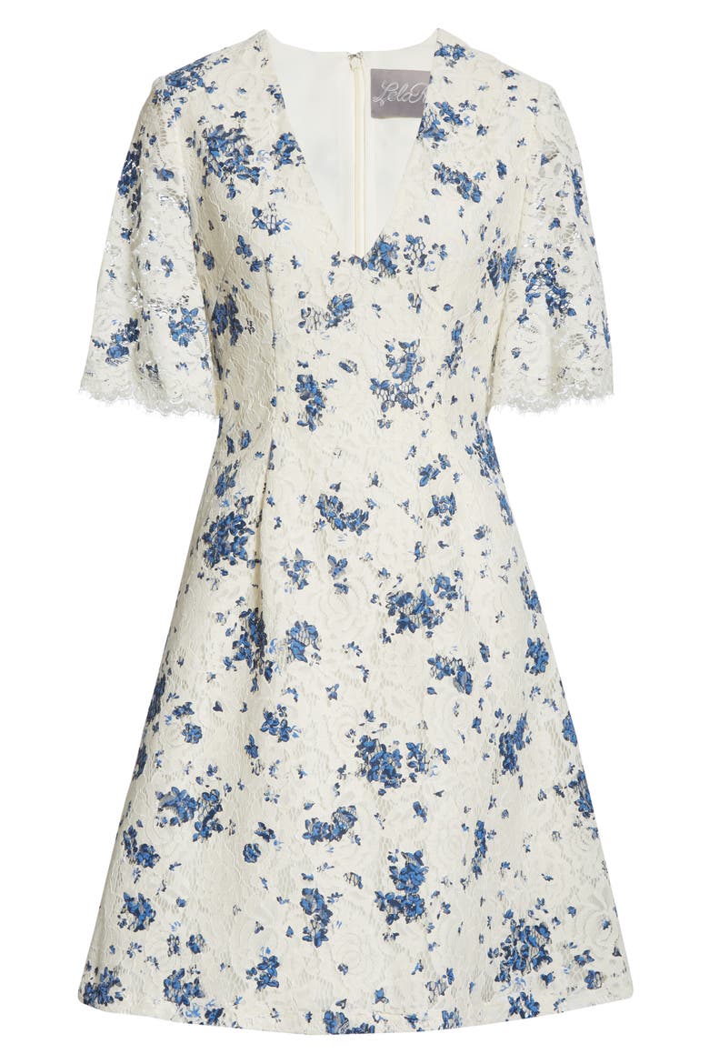 Print Lace A-Line Dress, Alternate, color, IVORY MULTI