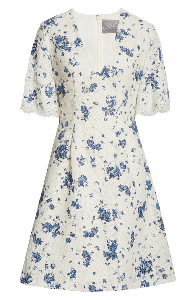 Lela Rose Print Lace A-Line Dress, Alternate, color,