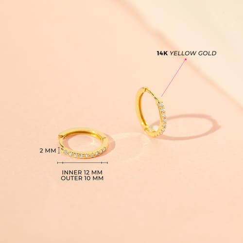 In Season Jewelry 14k Clear Cubic Zirconia Encrusted Hoop Earrings In Gold