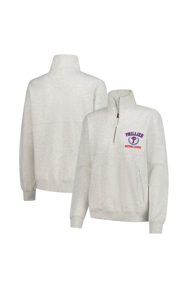 SOFT AS A GRAPE Women's Soft as a Grape Oatmeal Philadelphia Phillies Quarter-Zip Fleece Pullover, Main, color, Oatmeal