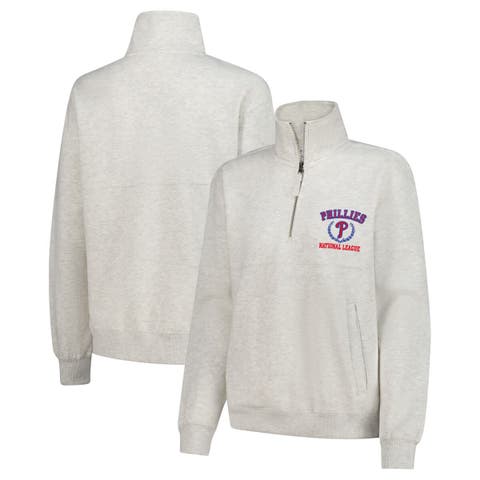 Women's Soft as a Grape Oatmeal Philadelphia Phillies Quarter-Zip Fleece Pullover