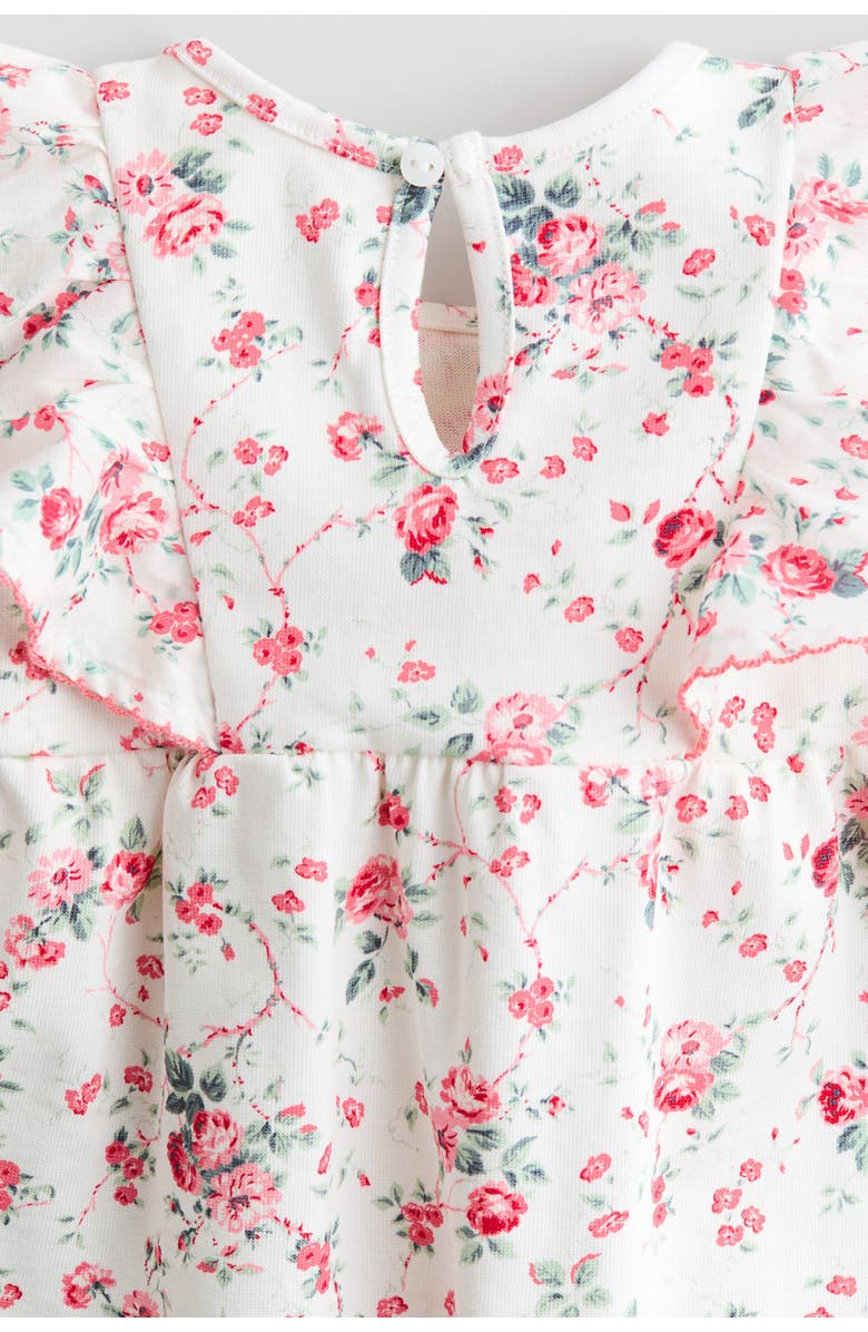 H&M Floral-print Cotton Dress, Alternate, color, White/Floral