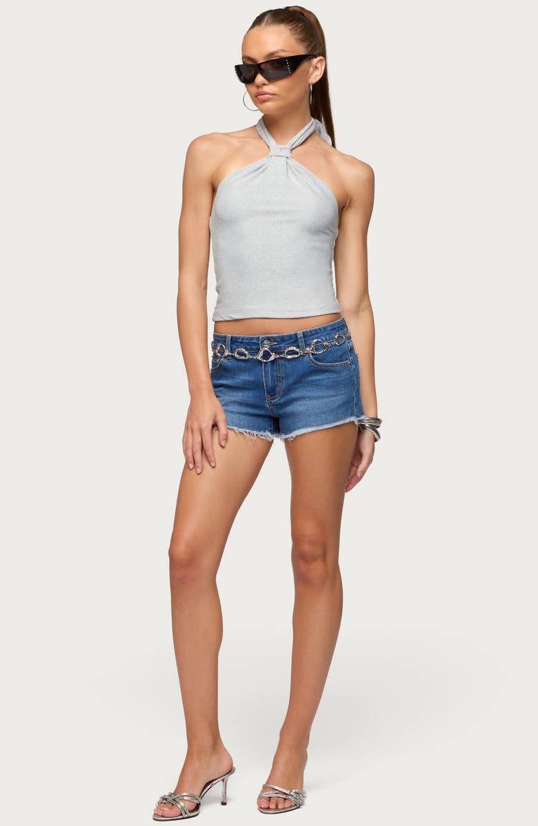 EDIKTED Katalya Glitter Halter Top, Alternate, color, Silver
