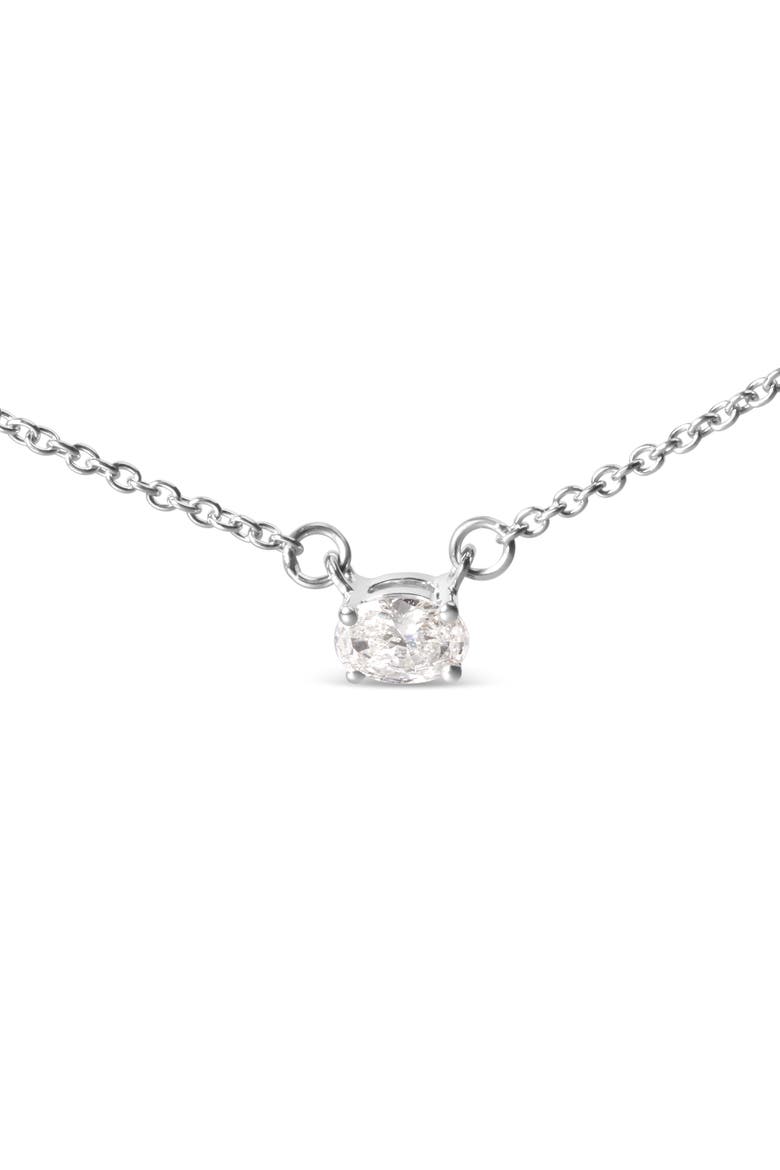 14K White Gold 1/4 Cttw Lab Grown Oval Solitaire Diamond East West Pendant Necklace, Alternate, color, White