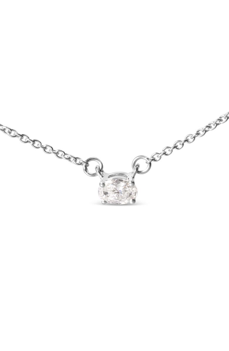 Haus of Brilliance 14K White Gold 1/4 Cttw Lab Grown Oval Solitaire Diamond East West Pendant Necklace, Alternate, color, White