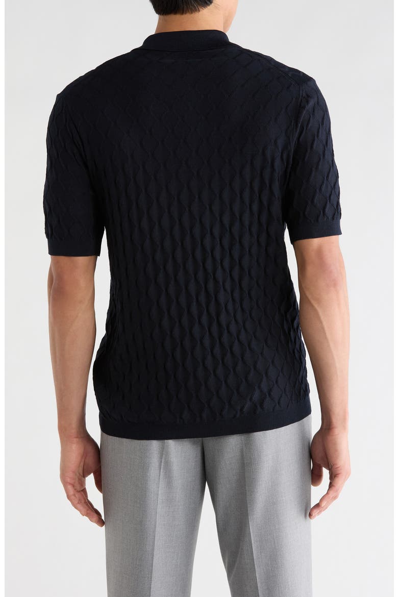 Dylan Cotton & Silk Jacquard Polo Sweater, Alternate, color, MIDNIGHT