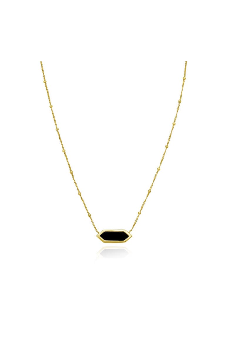 The Lovery Fine Jewelry Onyx Hexagon Bead Necklace, Main, color, Onyx