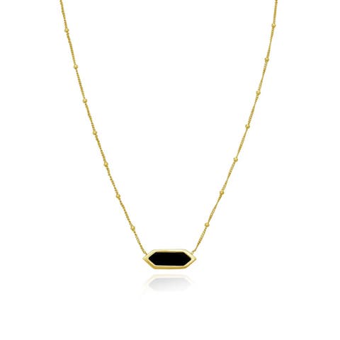 Onyx Hexagon Bead Necklace