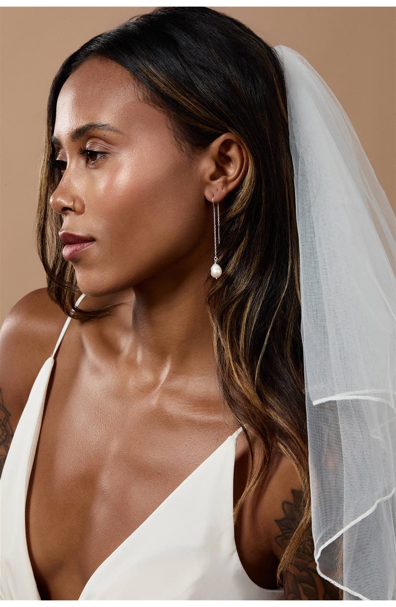 Set & Stones Sabina Keshi Pearl Threader Earrings, Alternate, color, Silver