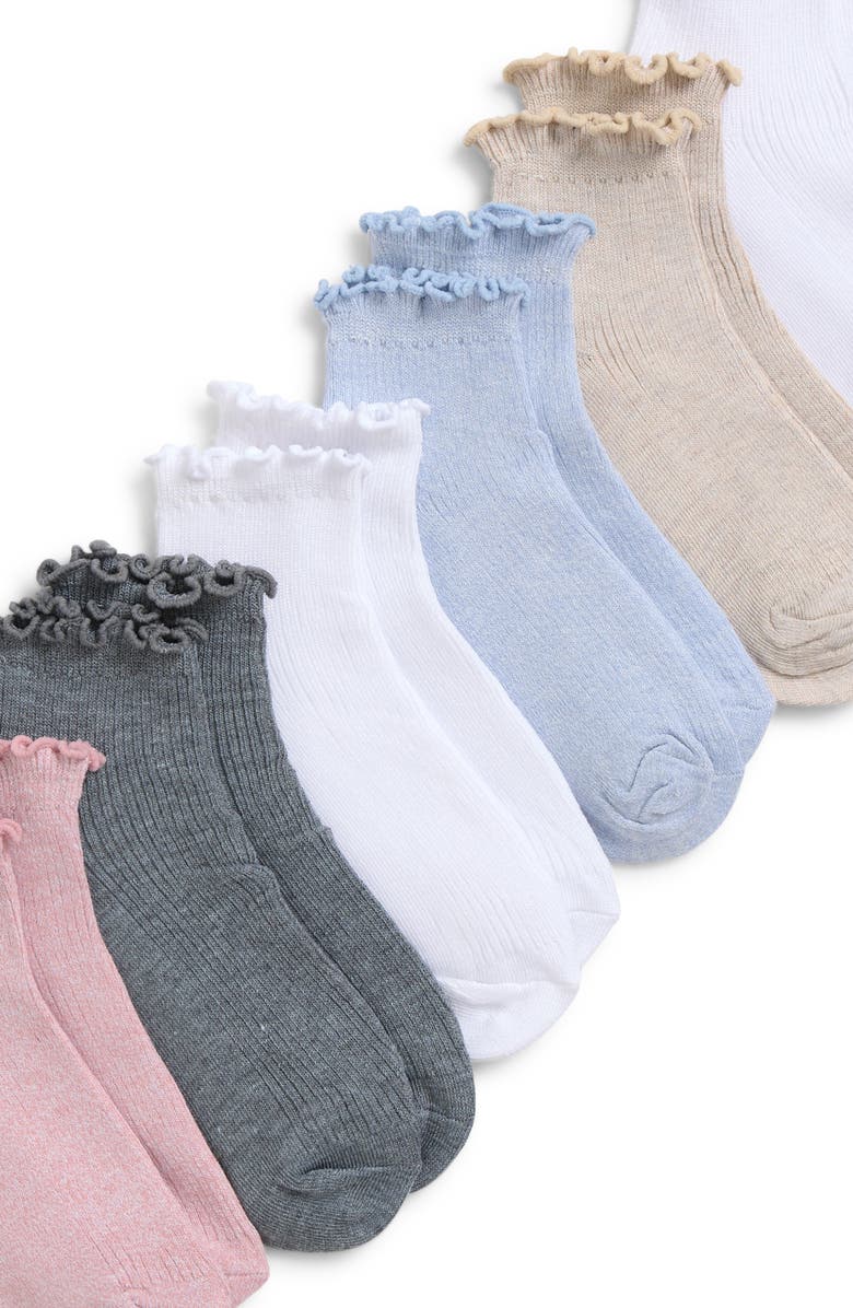 Capelli New York Kids' Lettuce Edge Assorted 6-Pack Ankle Socks, Alternate, color, White Combo