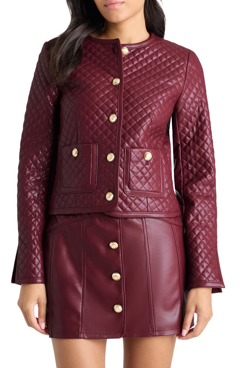 Cinq à Sept Brooke Quilted Faux Leather Jacket, Main, color,