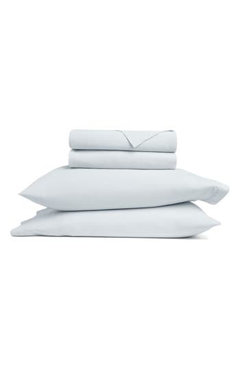 Homespun Solid Cotton Percale Sheet Set In Blue