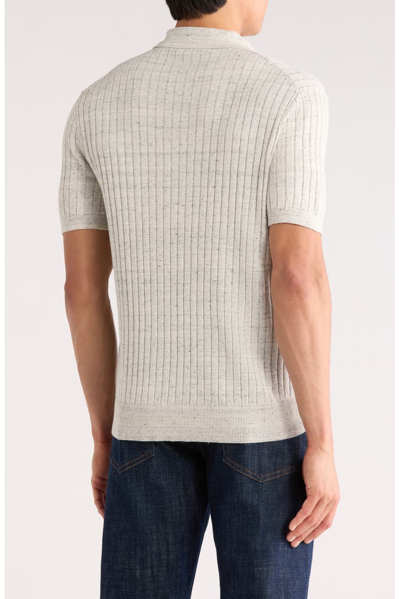Heathered Rib Knit Polo, Alternate, color, LIGHT GREY LINEN