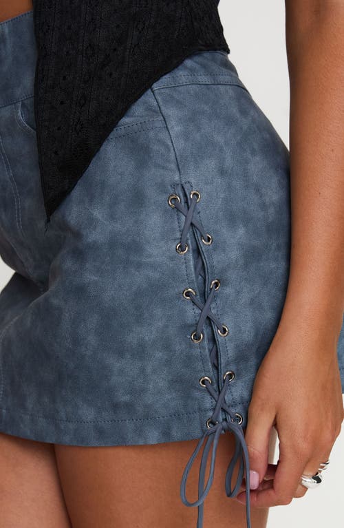 Princess Polly Ceejay Lace-up Faux Leather Miniskirt In Grey