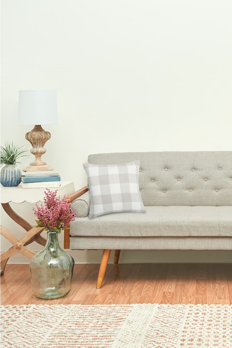 Franklin Pebble Gingham Check Cotton Blend Accent Throw Pillow 18" x 18", Alternate, color, Gray