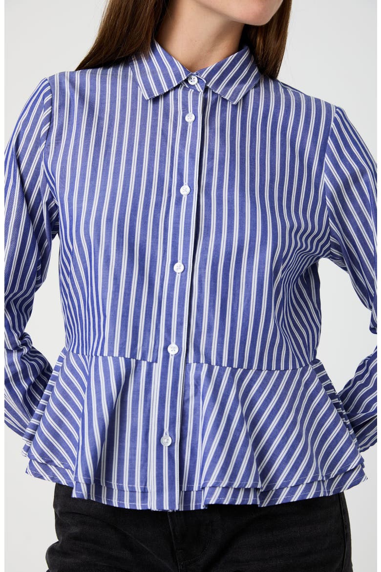 Striped Peplum Shirt, Alternate, color, NAVY/ WHITE