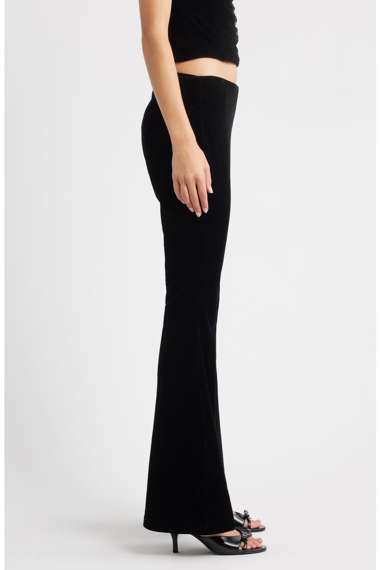 Abby Velveteen Flare Pants, Alternate, color, BLACK