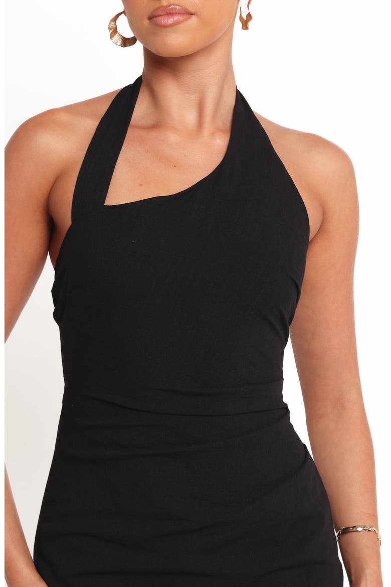 Cass Asymmetric Cotton Halter Minidress, Alternate, color, BLACK