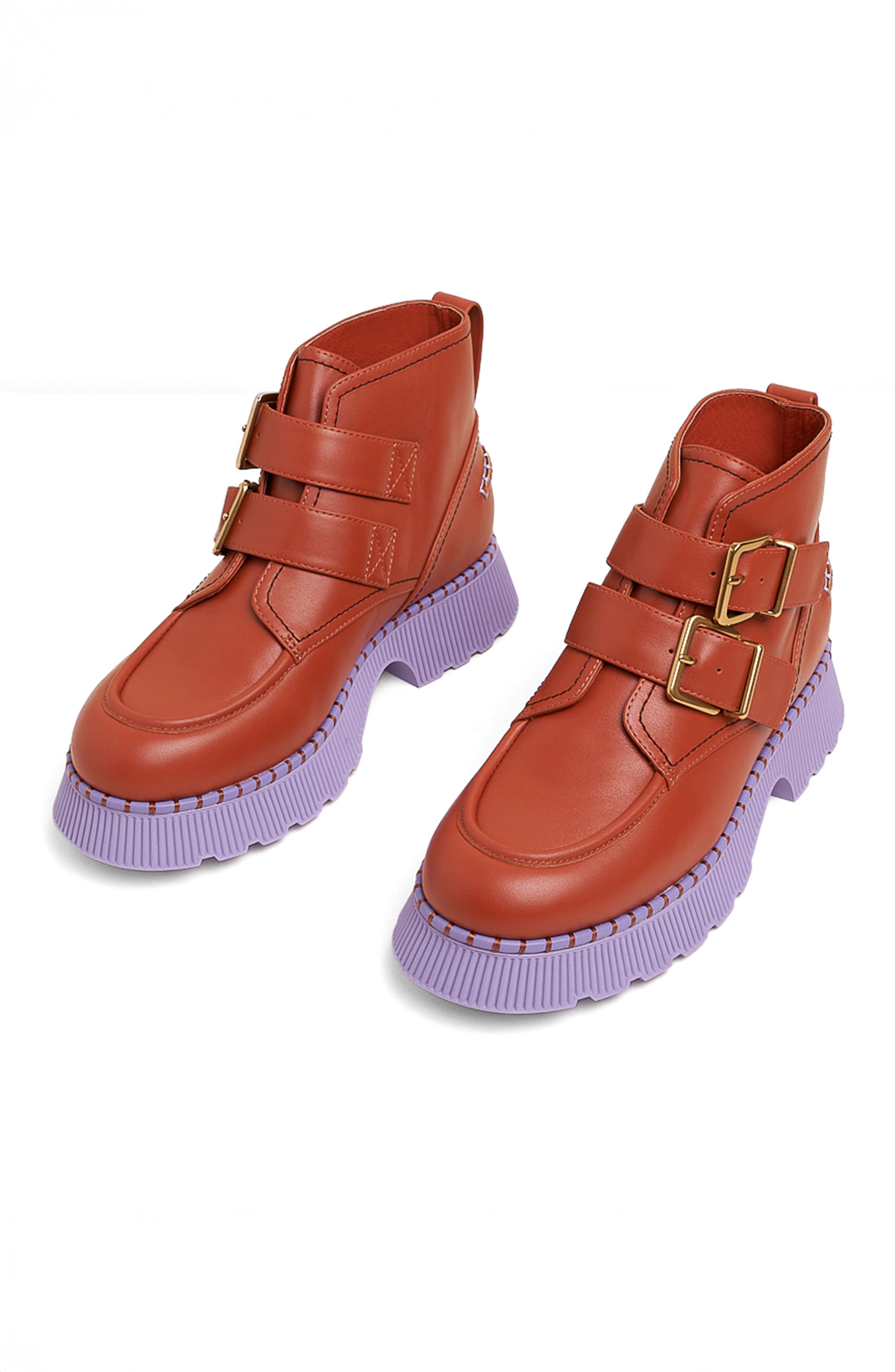 Charlotte Stone Liam Platform Lug Sole Chukka Boot, Main, color, Sienna