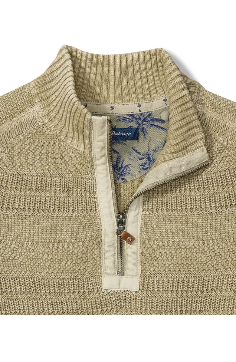 Tommy Bahama Saltwater Textured Cotton Half Zip Sweater, Alternate, color, Abbey Stone