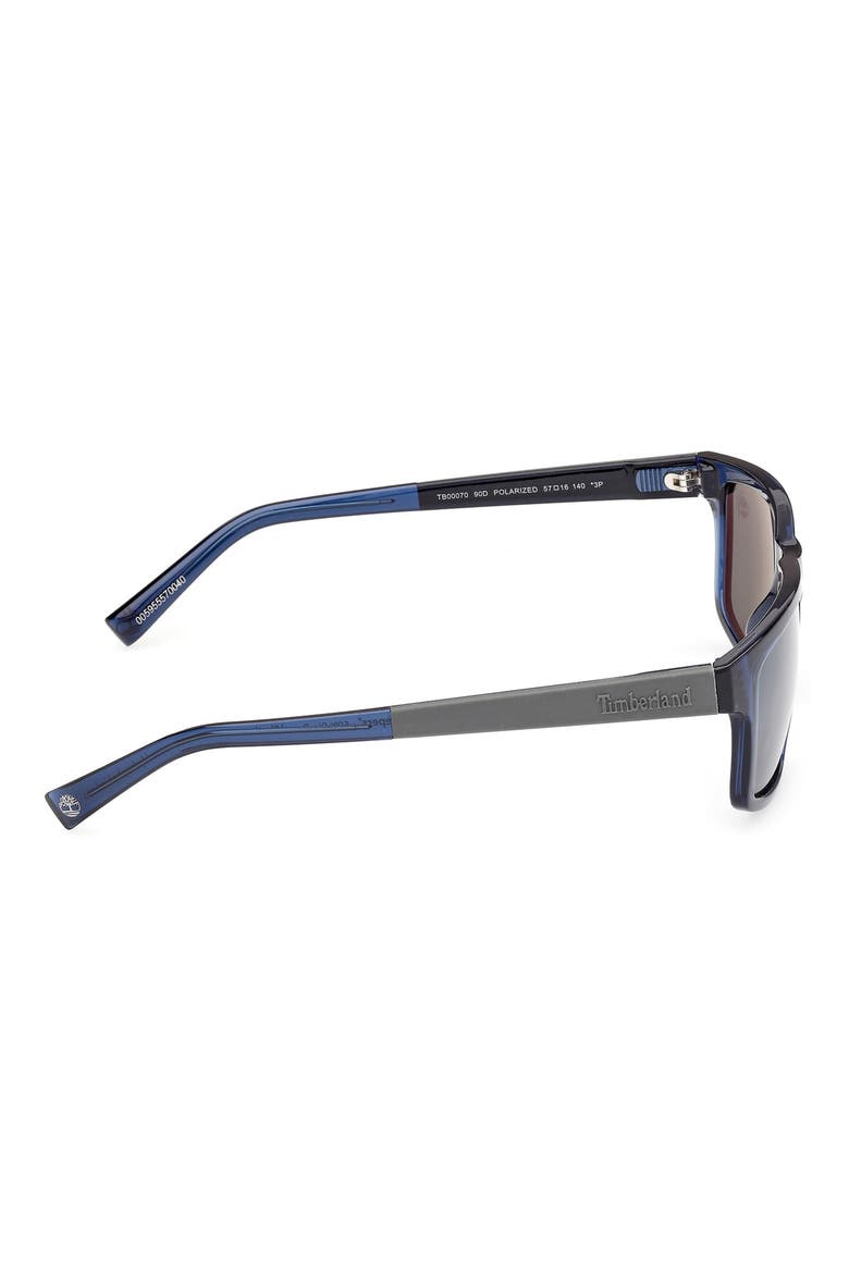 57mm Sunglasses, Alternate, color, SHINY BLUE / SMOKE POLARIZED