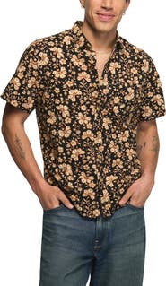 Lucky Brand Floral Short Sleeve Cotton Button-Up Shirt