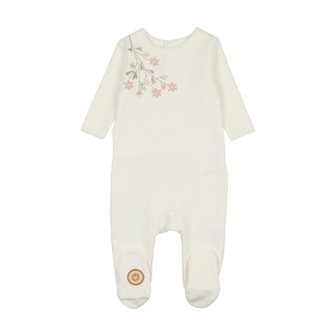 Mon Tresor Budding Blossoms Girls Footie & Bonnet - Rose Dust