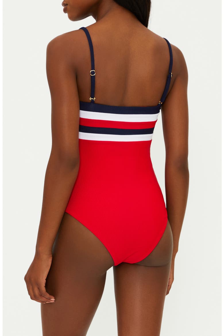 Jessa Stripe Rib One-Piece Swimsuit, Alternate, color, AMERICAN COLORBLOCK