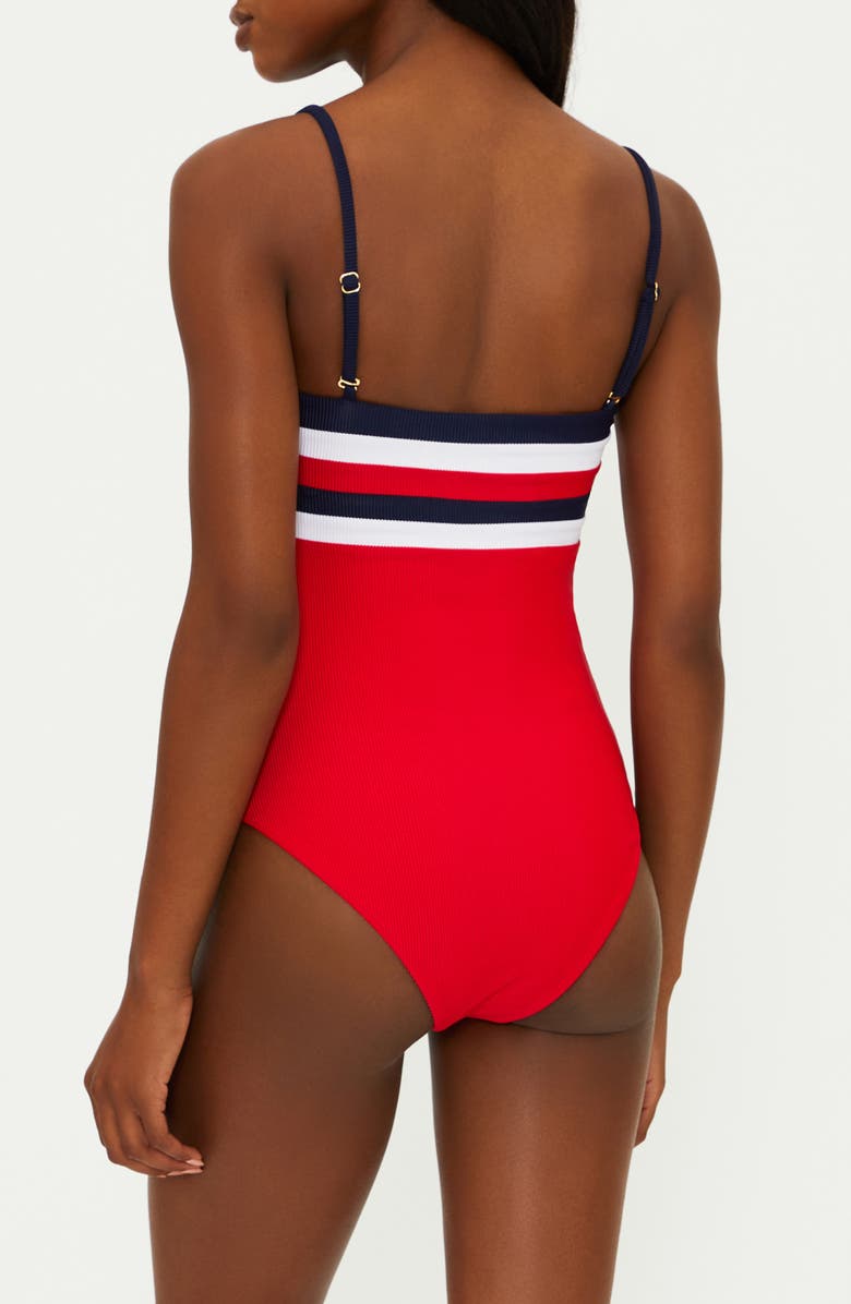 Beach Riot Jessa Stripe Rib One-Piece Swimsuit, Alternate, color, American Colorblock