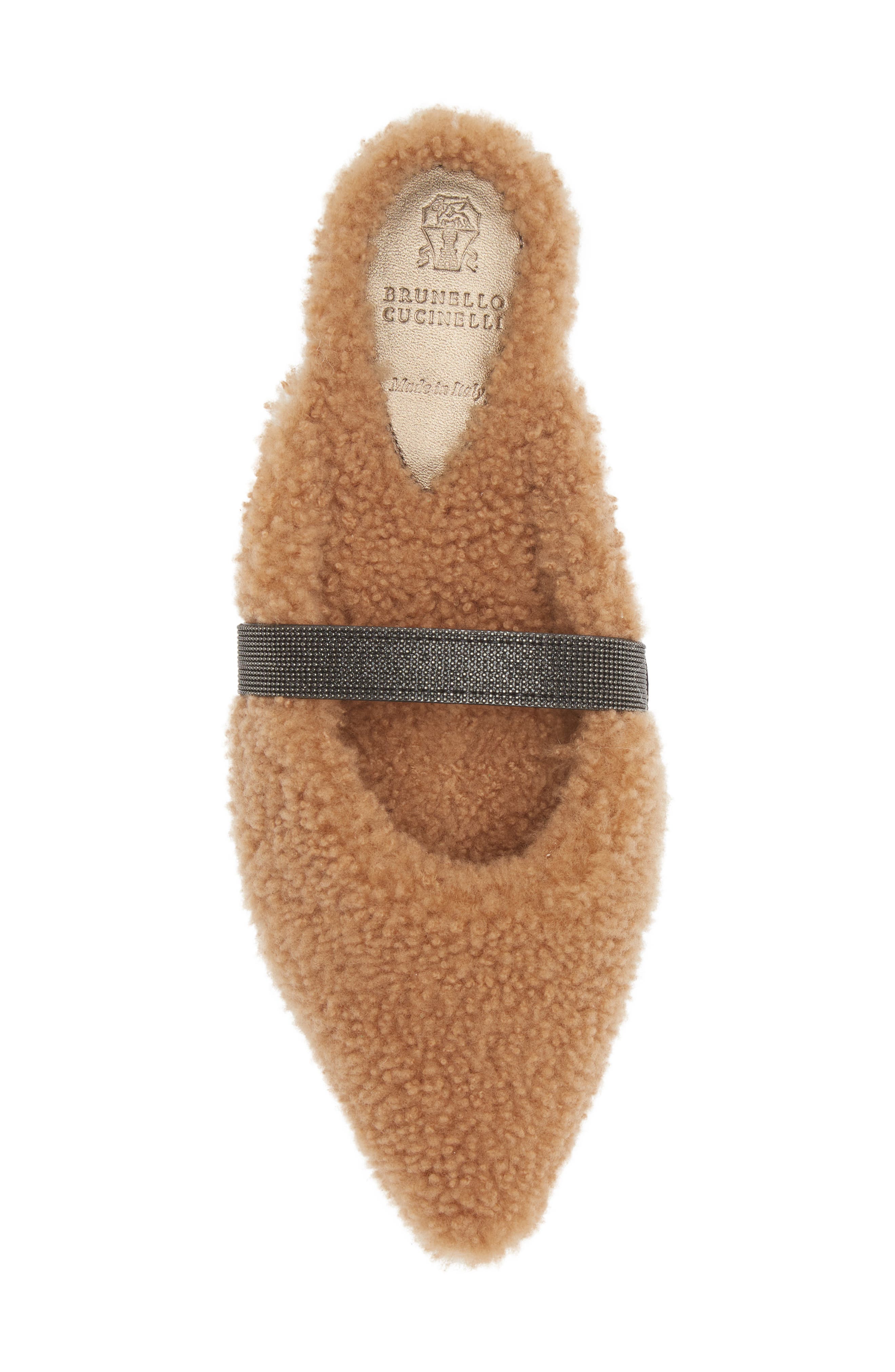 Brunello Cucinelli Monili Beaded Genuine Shearling Slide, Alternate, color, 