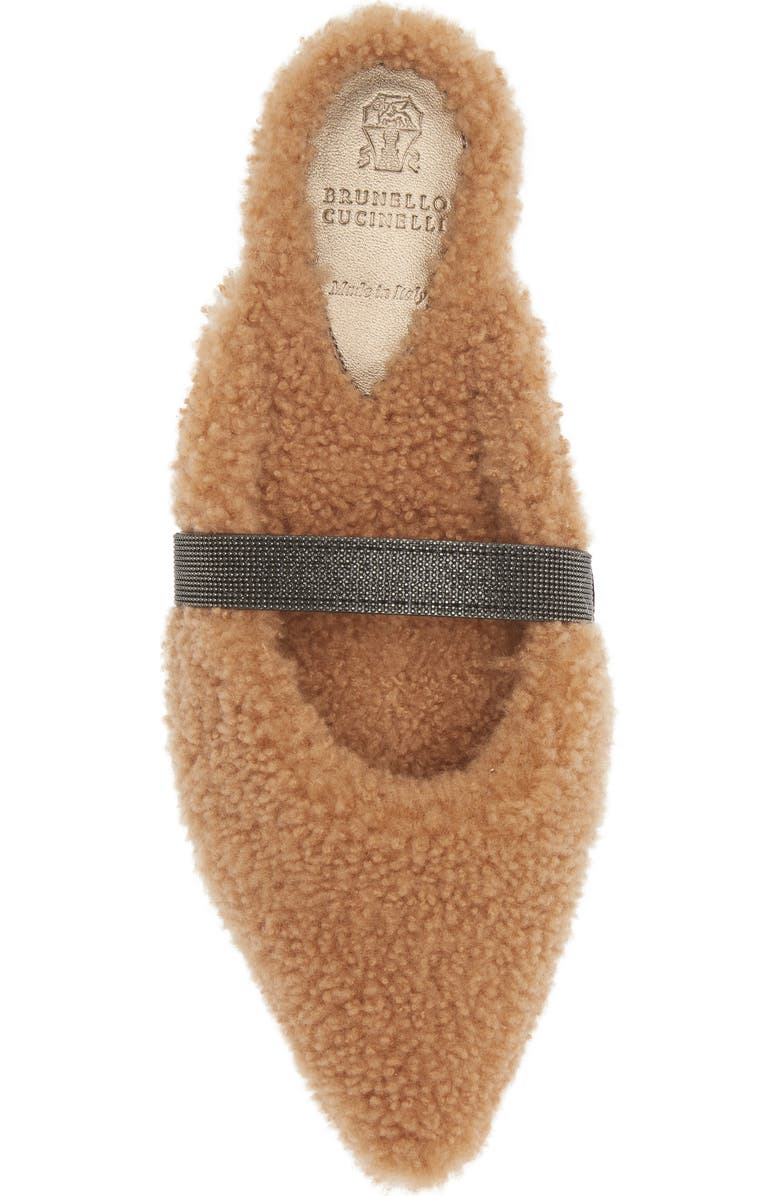 Brunello Cucinelli Monili Beaded Genuine Shearling Slide, Alternate, color,