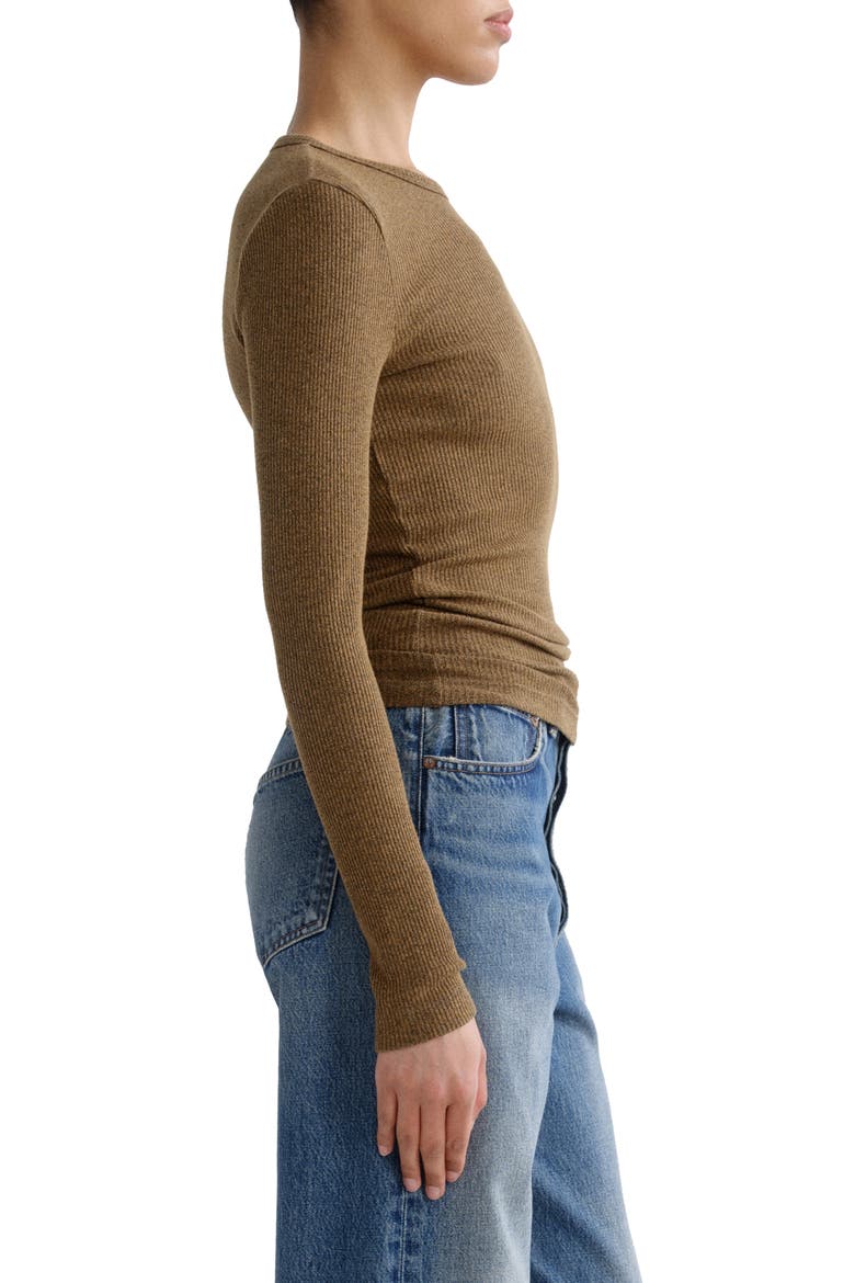 Delphi Slim Fit Ribbed T-Shirt, Alternate, color, BREW MUSTARD HEATHER