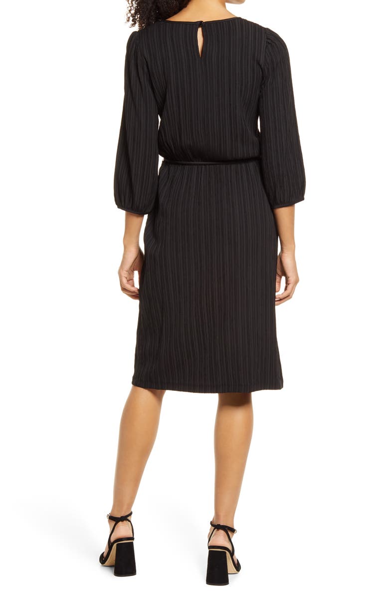 Connected Apparel Tie Waist Long Sleeve Dress, Alternate, color, 