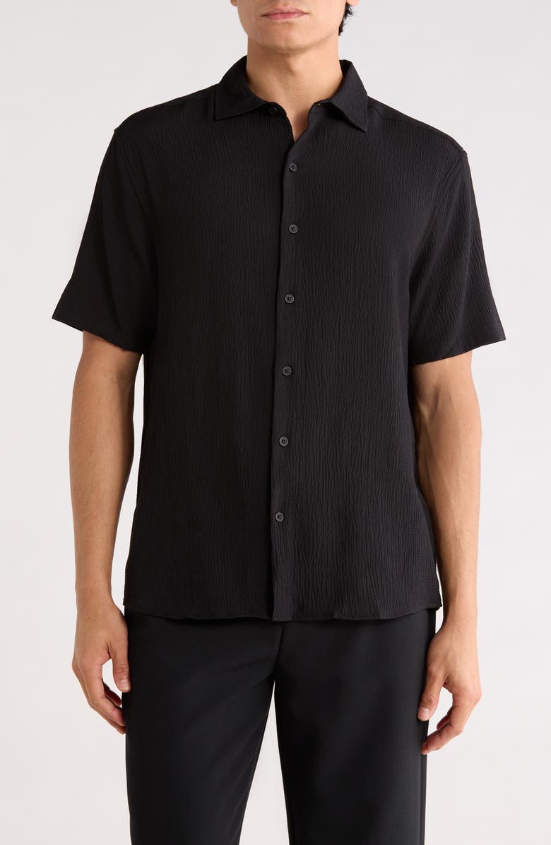 Robert Barakett Homer Short Sleeve Button-Up Shirt, Main, color, Black