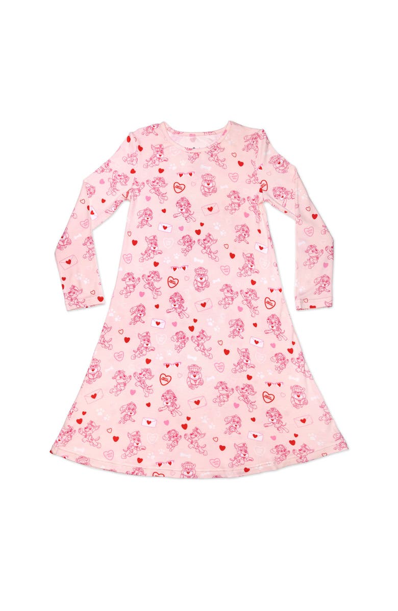 Bellabu Bear Kids' PAW Patrol Valentine's Pink Long Sleeve Dress, Main, color, Paw Valentine Pink