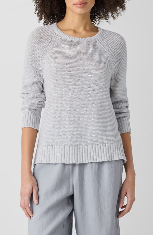 Eileen Fisher Crew Neck Raglan Sleeve Sweater Linen Cotton In Pearl