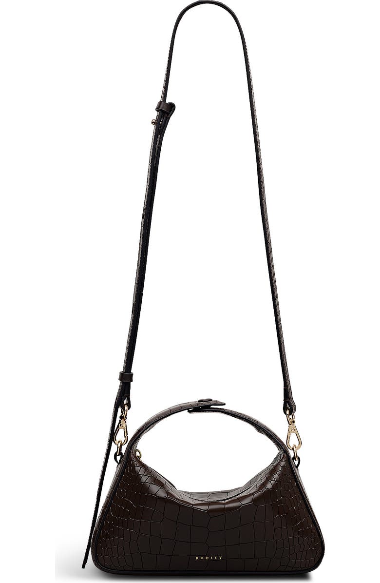 Radley De Beauvoir Faux Croc Small Ziptop Satchel Bag, Main, color, Dark Oak