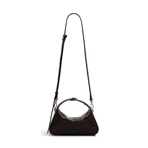 De Beauvoir Faux Croc Small Ziptop Satchel Bag