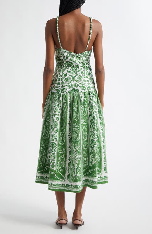 Shop Farm Rio Delicate Tapestry Midi Dress In Green