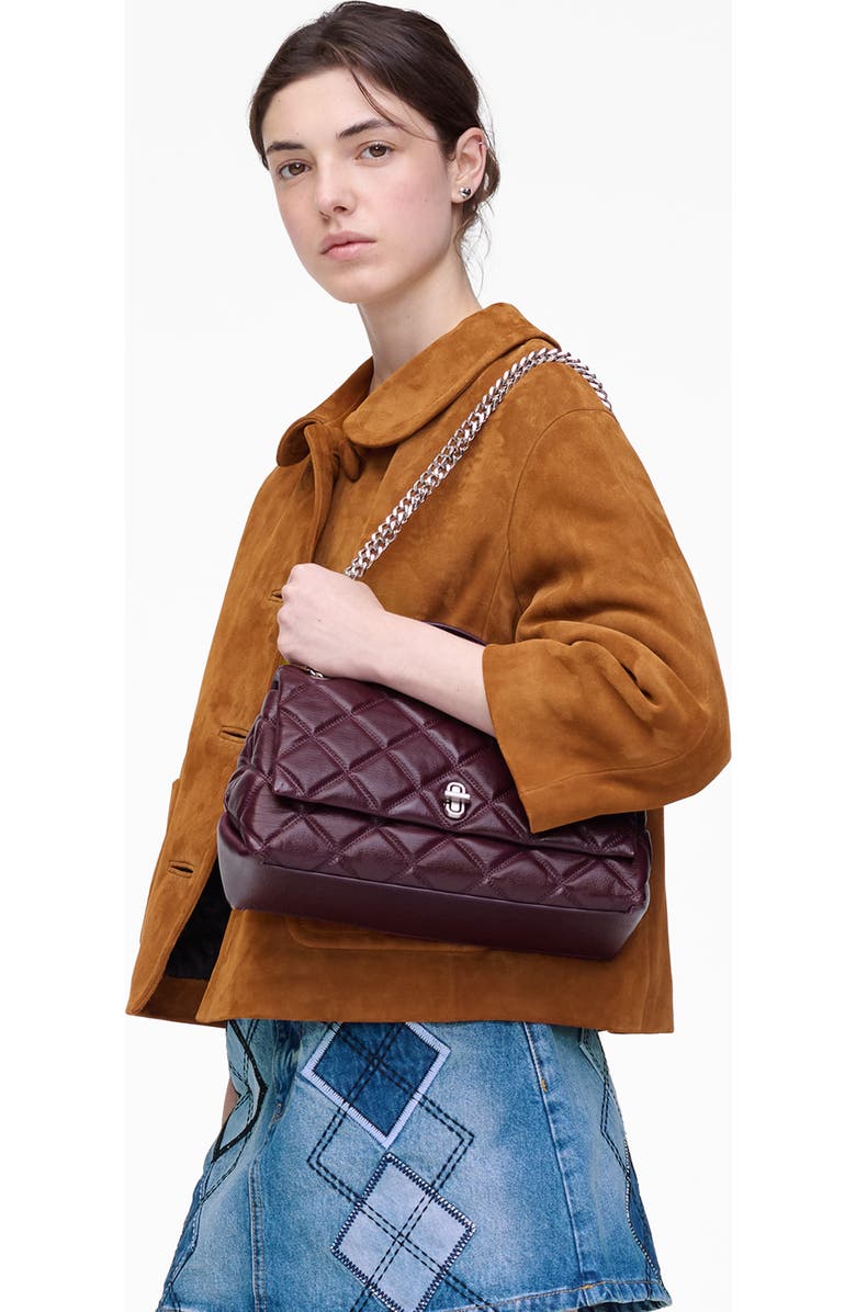 Marc Jacobs The Dual Chain Diamond Quilted Convertible Leather Shoulder Bag, Alternate, color, Dark Plum