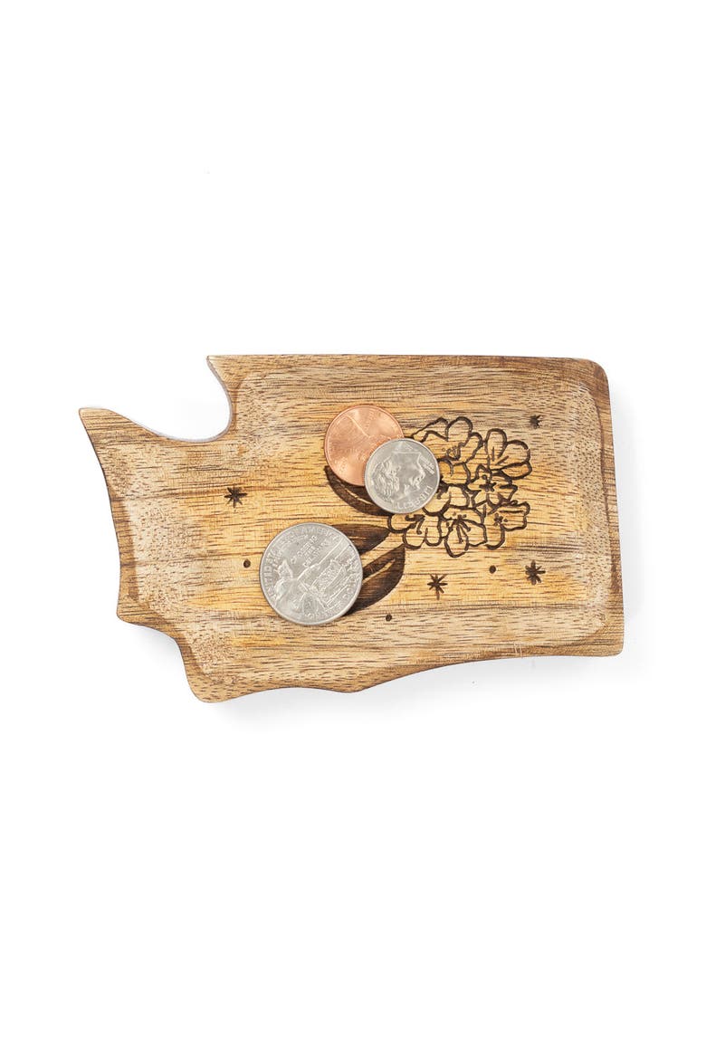 Washington State Rhododendron Trinket Dish, Alternate, color, Natural