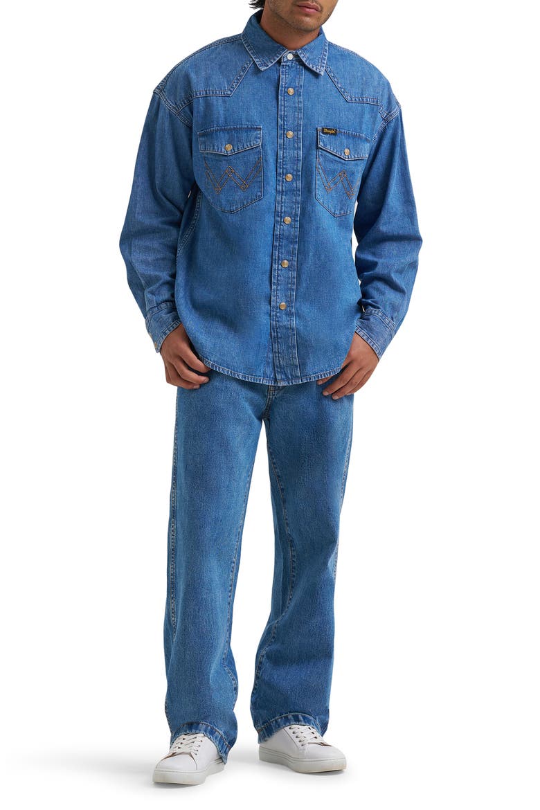 Long Sleeve Denim Western Shirt, Alternate, color, COWBOY FADE