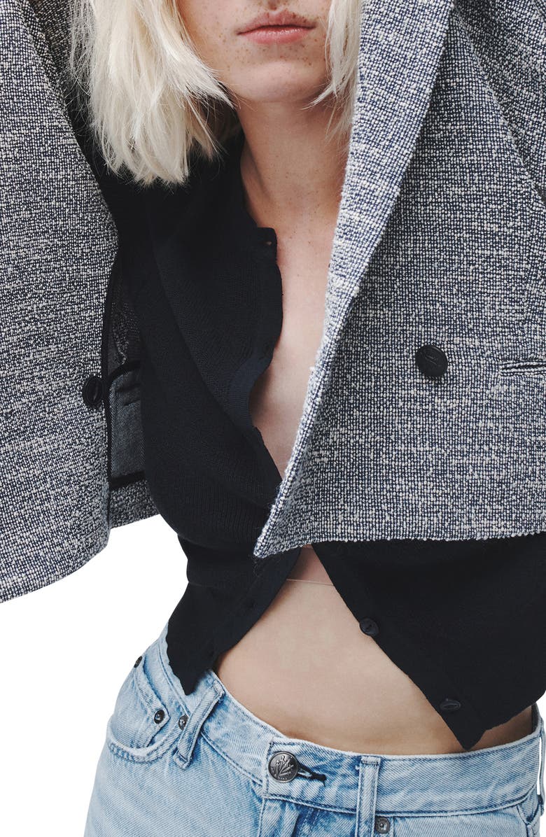 rag & bone Josie Italian Tweed Blazer, Alternate, color, Nvywhiteml