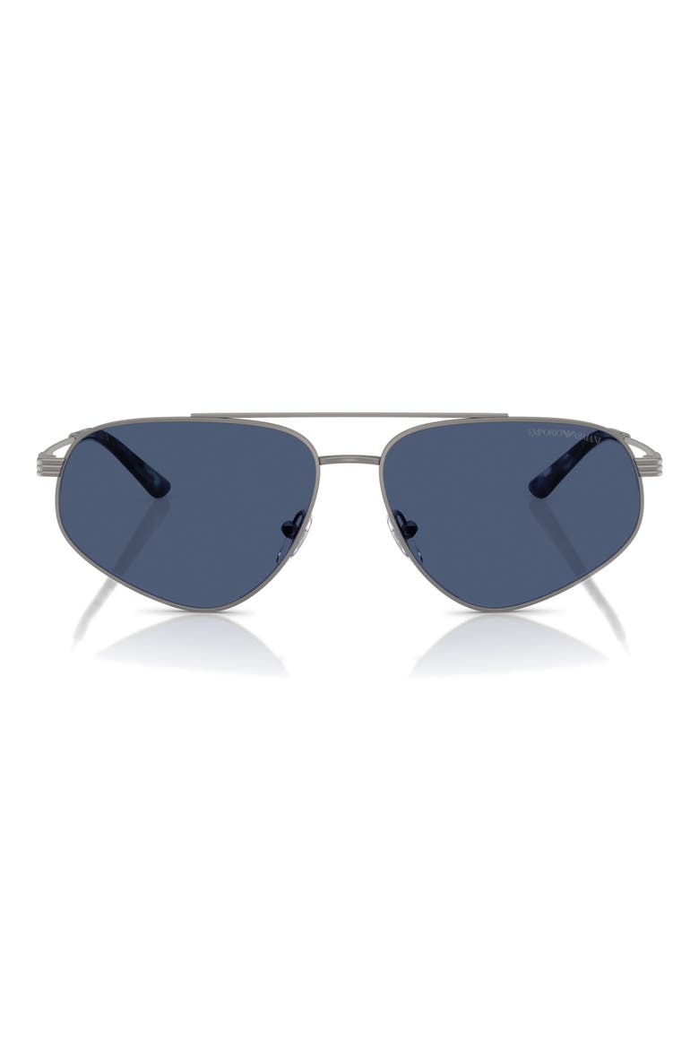 59mm Square Sunglasses, Main, color, MATTE GUNMETAL / DARK BLUE