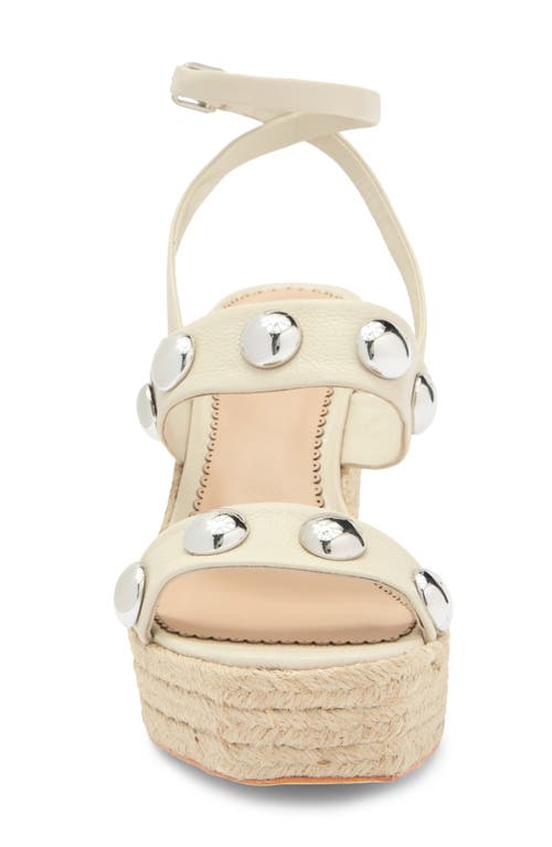 Cinq À Sept Georgia Studded Espadrille Ankle Strap Platform Wedge Sandal In Pearl