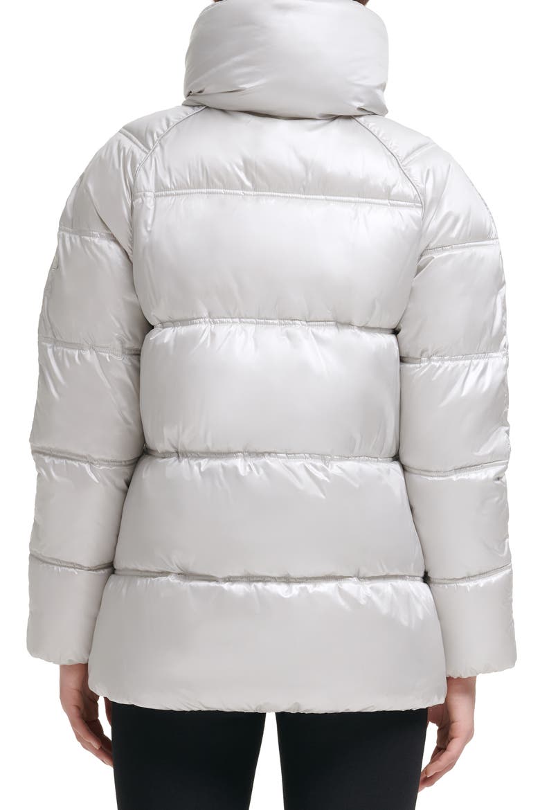 Box Quilted Puffer Jacket with Removable Hood, Alternate, color, SILVER